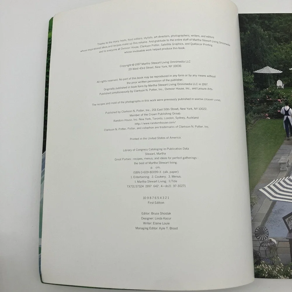 Martha Stewart Great Parties Cookbook Recipes Menus Ideas Entertaining Luxury